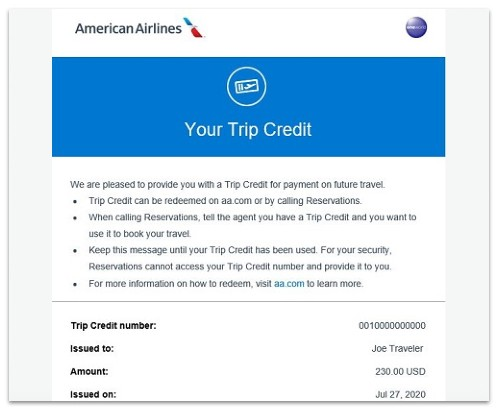 American Airlines Booking with Flight Credit